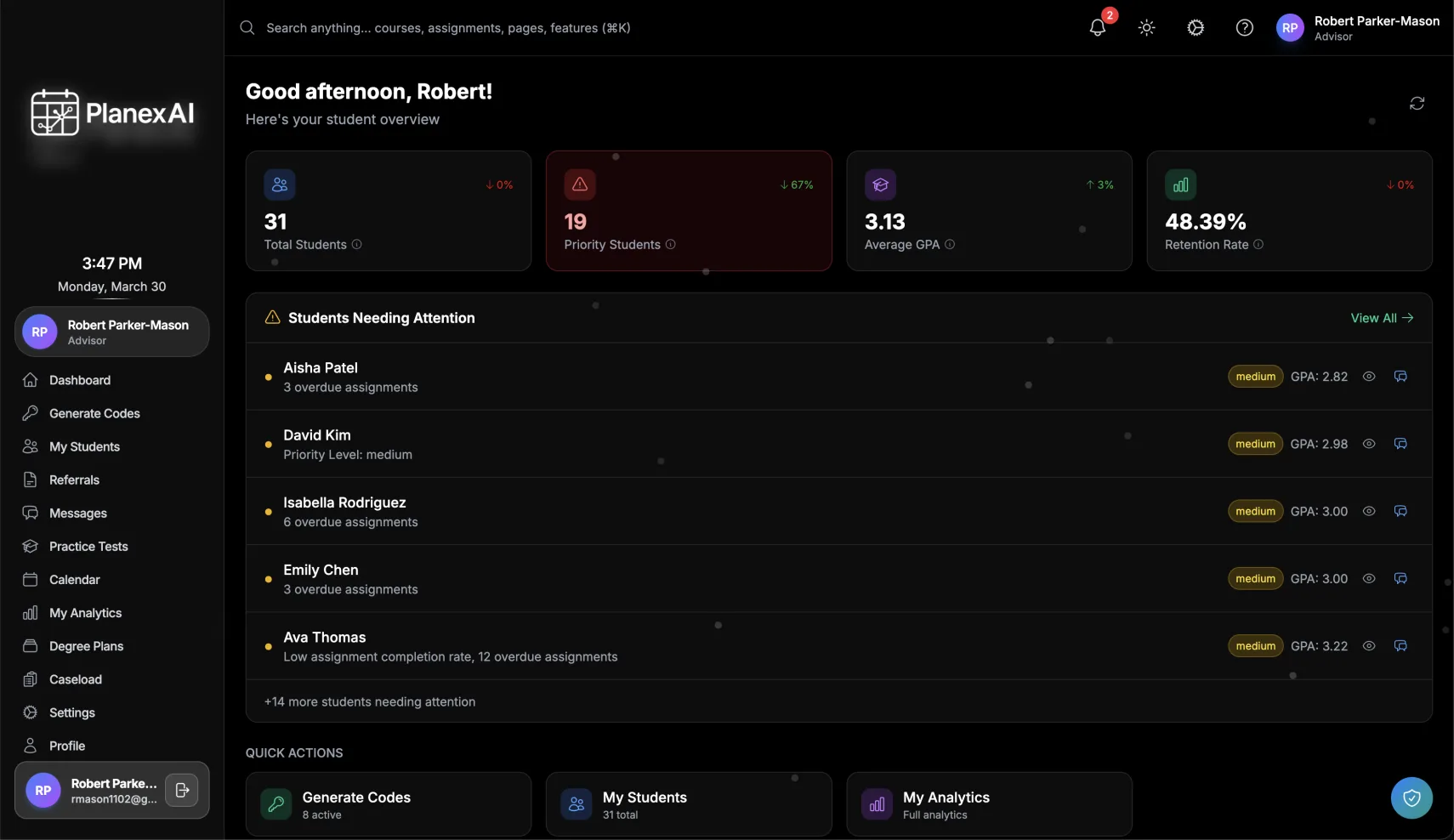 Advisor Dashboard